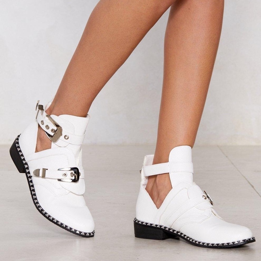 Nasty Gal White Cut-Out Booties